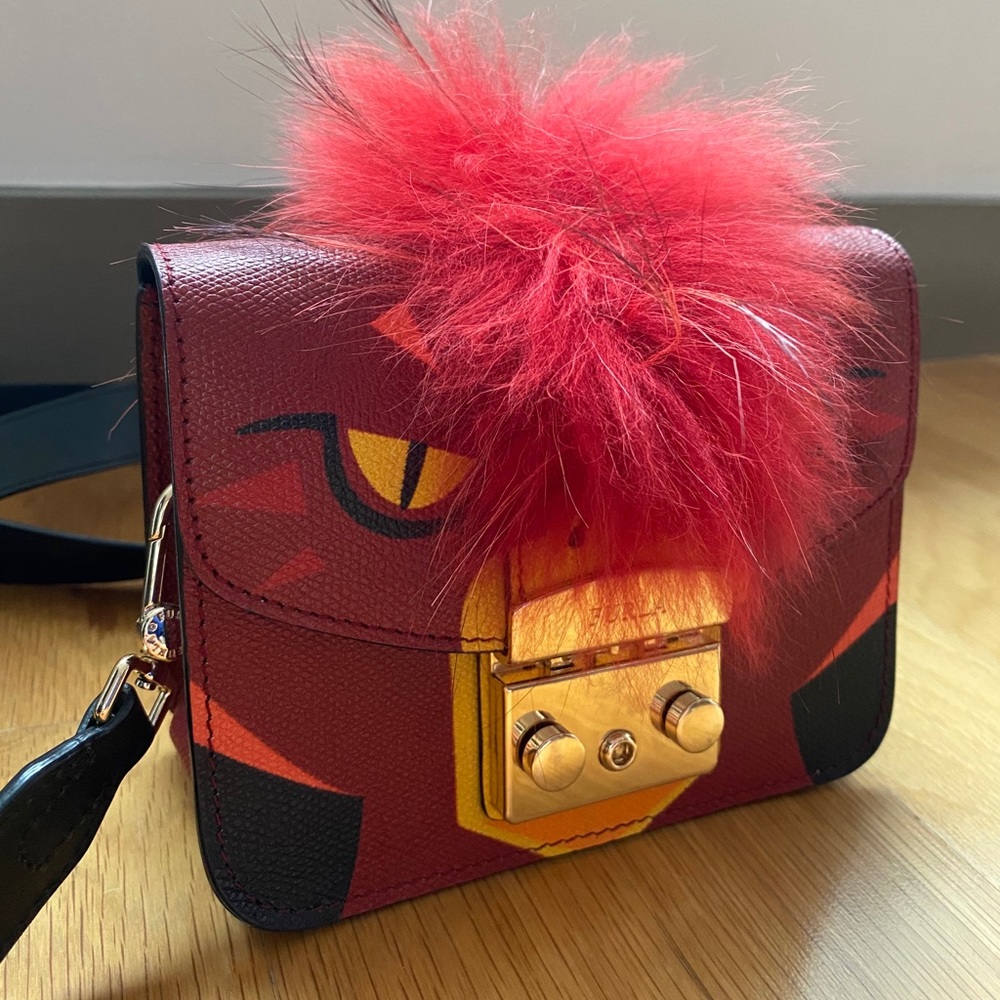 Furla Metropolis Bird Leather & Fur Crossbody